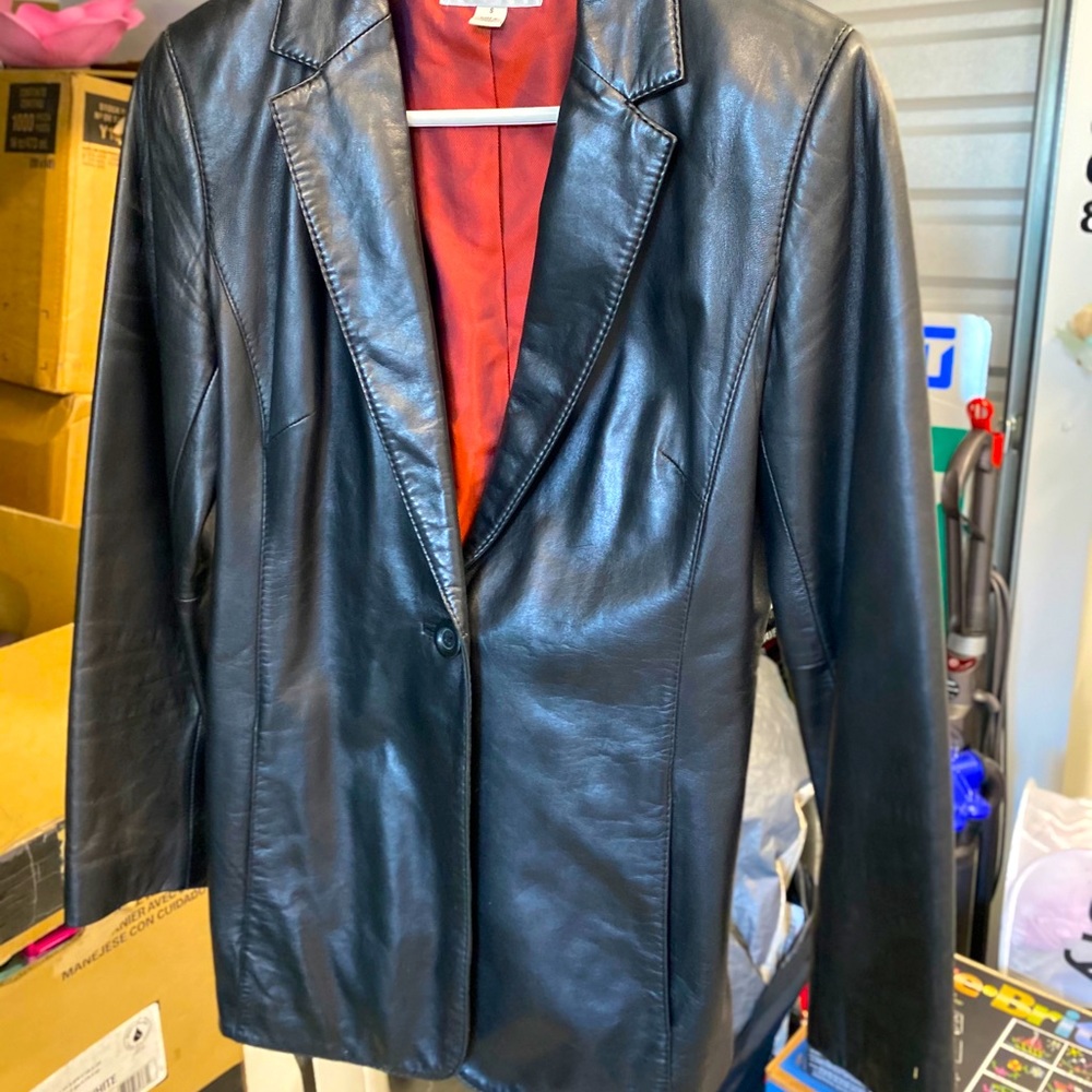 Katherine Kelly black lamb skin jacket
